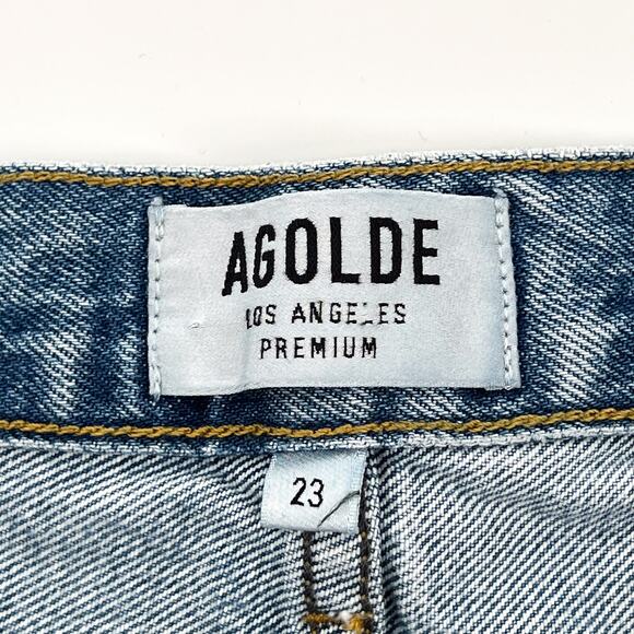 AGOLDE Parker Denim Shorts Swapmeet Raw Hem Distressed Women’s Size 23 Cotton - Picture 3 of 5